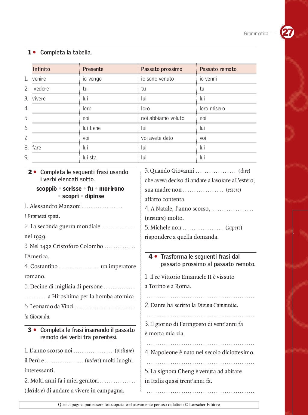 Scheda27 passato remoto
