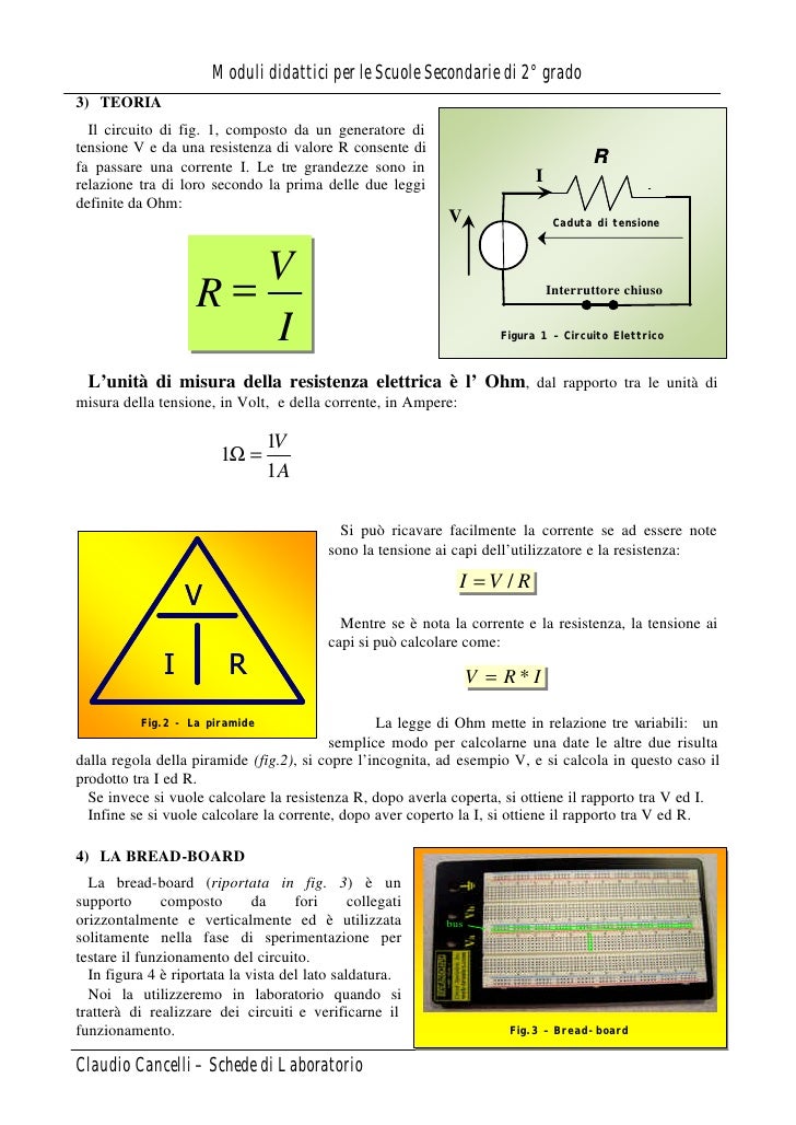Esercizi Legge Di Ohm Scuola Media marjetti