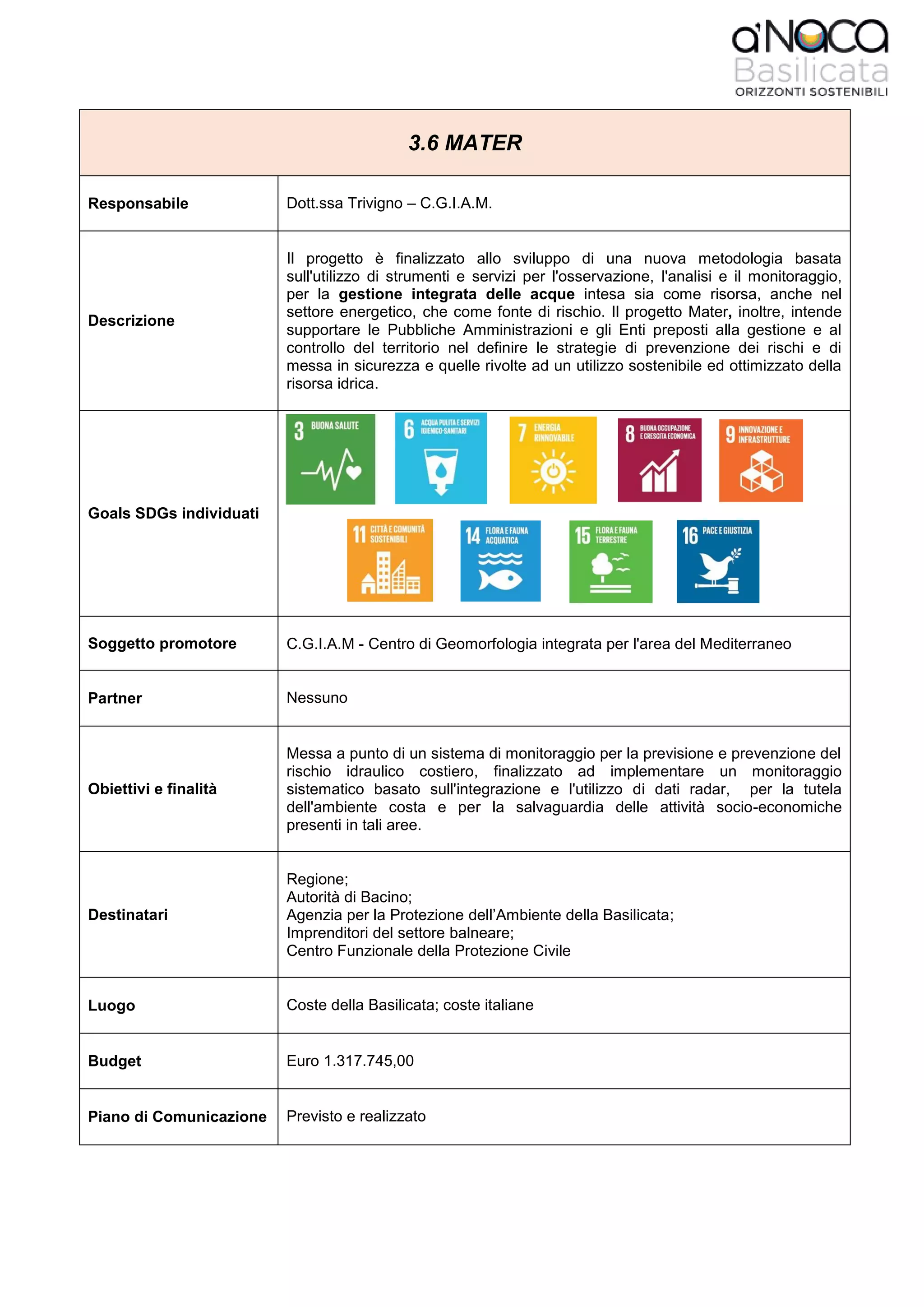 Scheda Progetto Mater | PDF