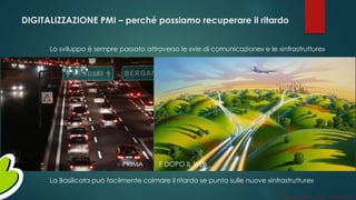 DIGITALIZZAZIONE PMI – perché possiamo recuperare il ritardo
Lo sviluppo è sempre passato attraverso le «vie di comunicazione» e le «infrastrutture»
PRIMA E DOPO IL WEB
La Basilicata può facilmente colmare il ritardo se punta sulle nuove «infrastrutture»
Gianni LACORAZZA – TDLAB – 14 giugno 2014
 