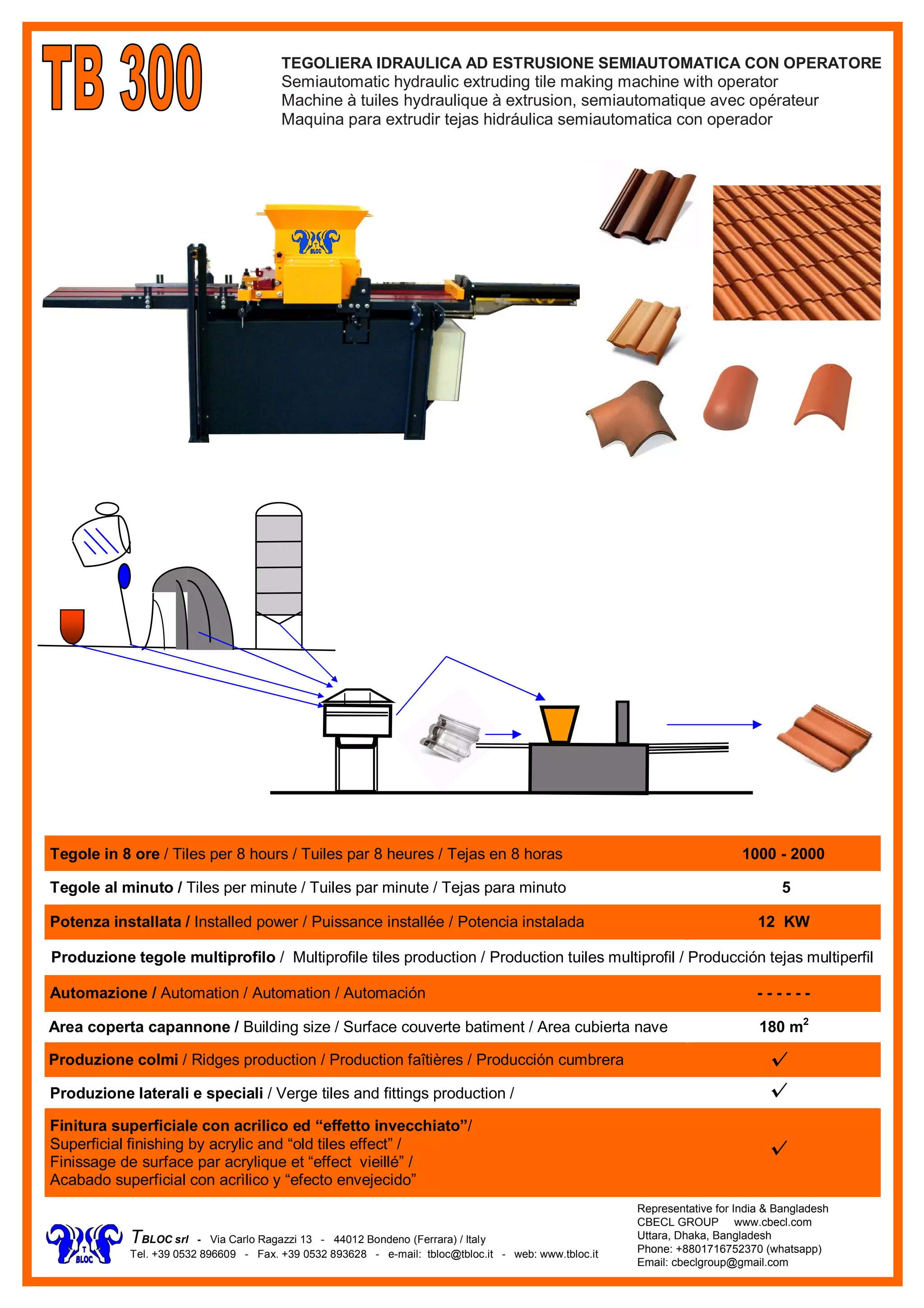 Concrete roof tiles making machine Scheda tb 300 PDF