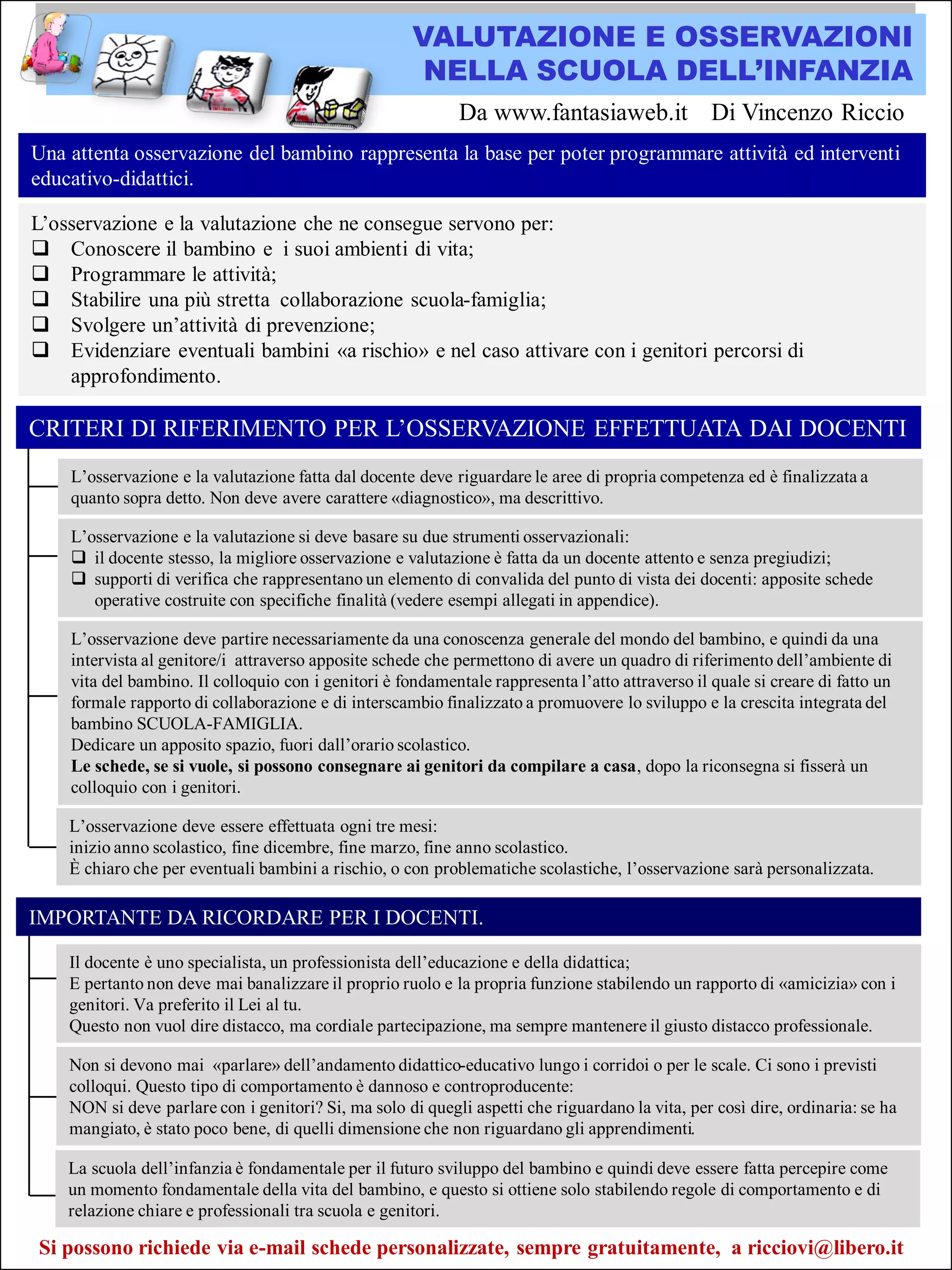 Schede Osservazione Scuola Infanzia PDF Schede Osservazione Scuola Infanzia PDF