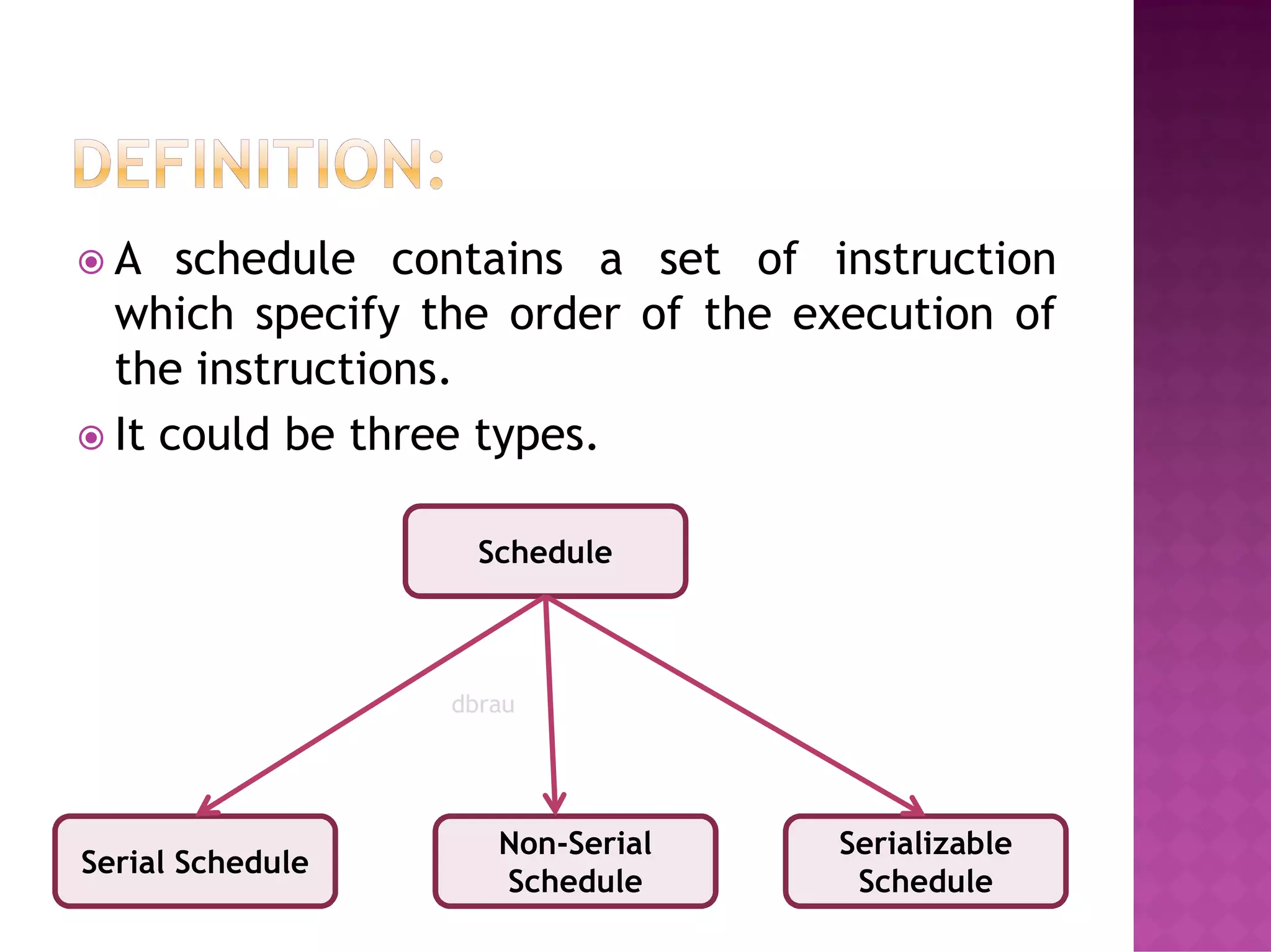 Schedule in dbms pdf