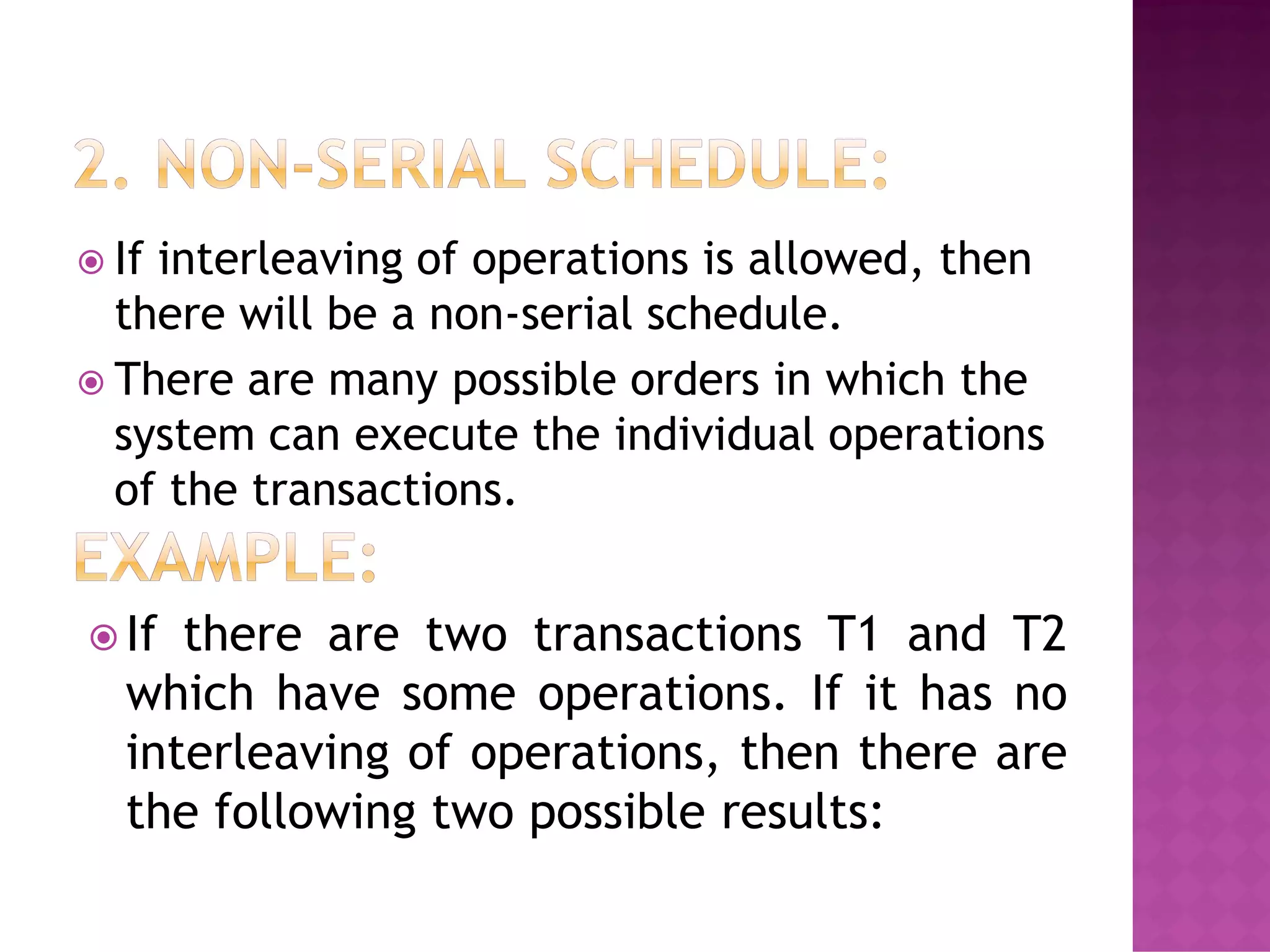 Schedule in dbms ppt