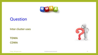 Question
Inter cluster uses
TDMA
CDMA
Schedule based protocols 16Friday, 28August 2020
 