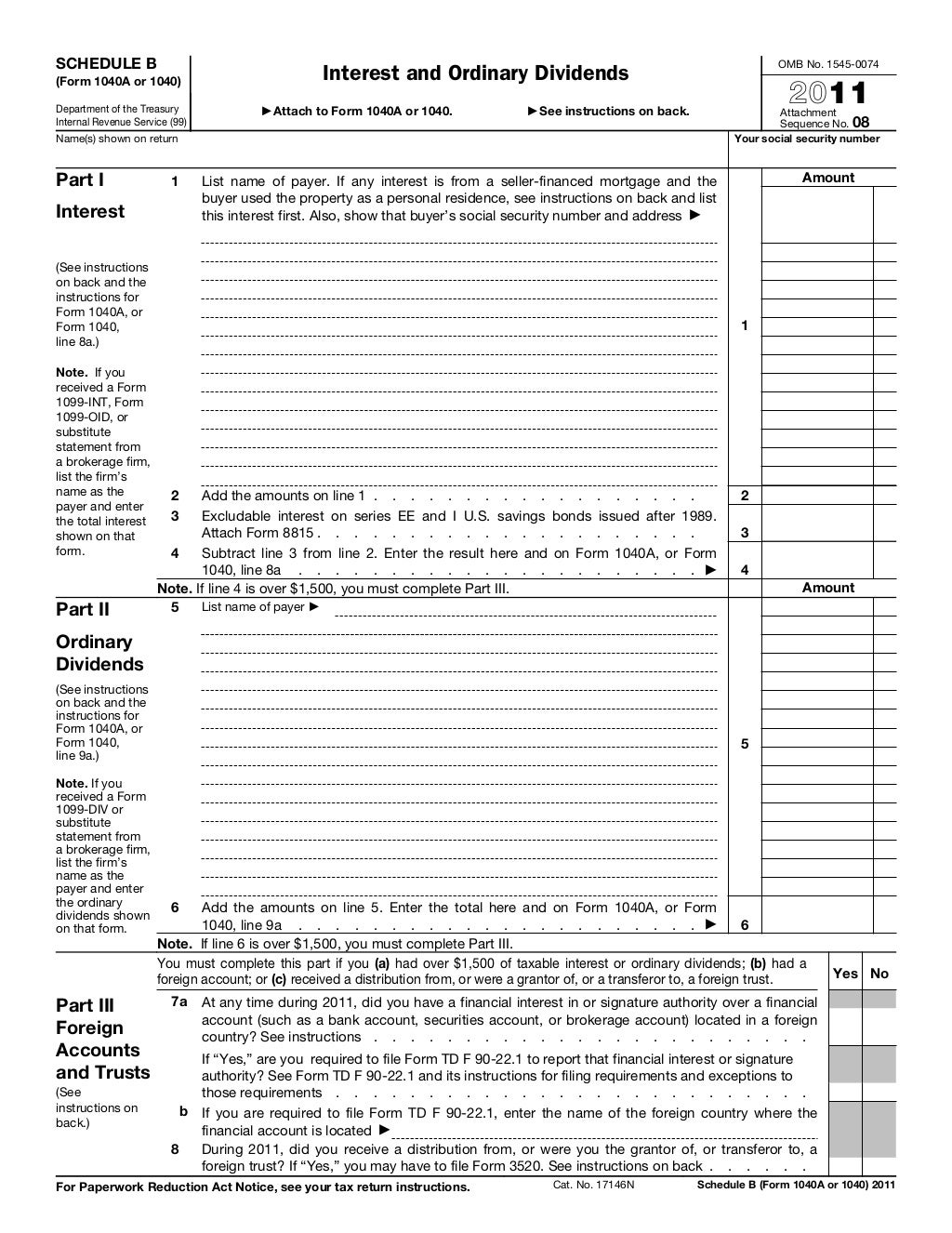 US Tax Abroad - Expatriate Form Schedule B