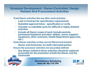 Schedule Development