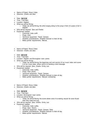 320px x 453px - Schedule for filming. | PDF