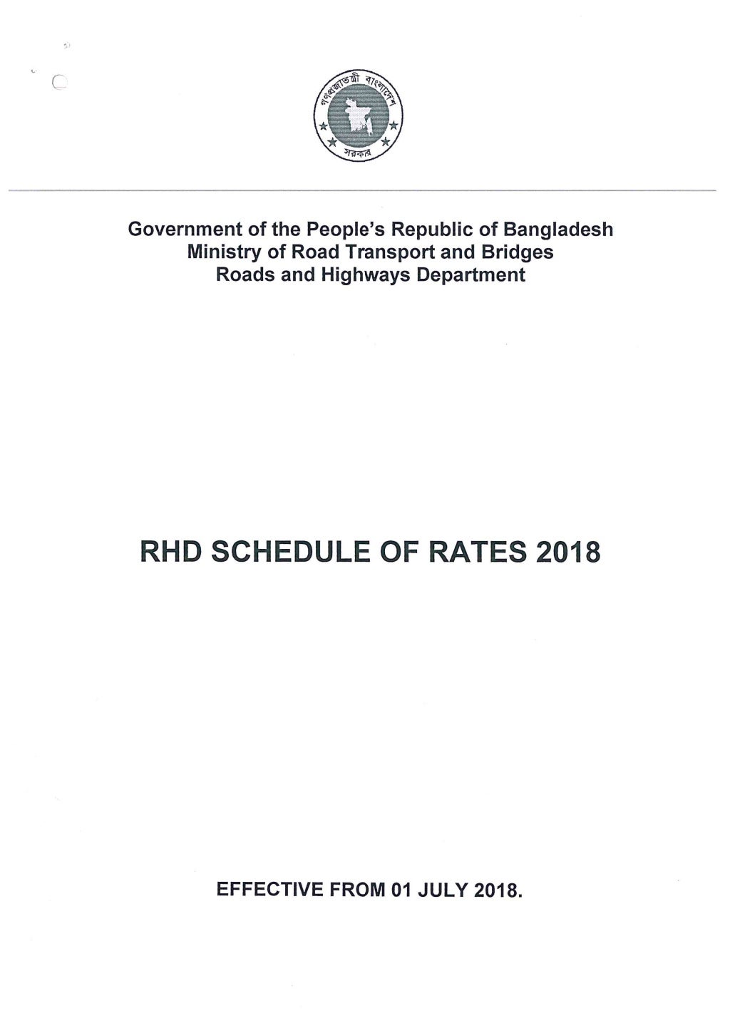 Schedule Of Rates 2018