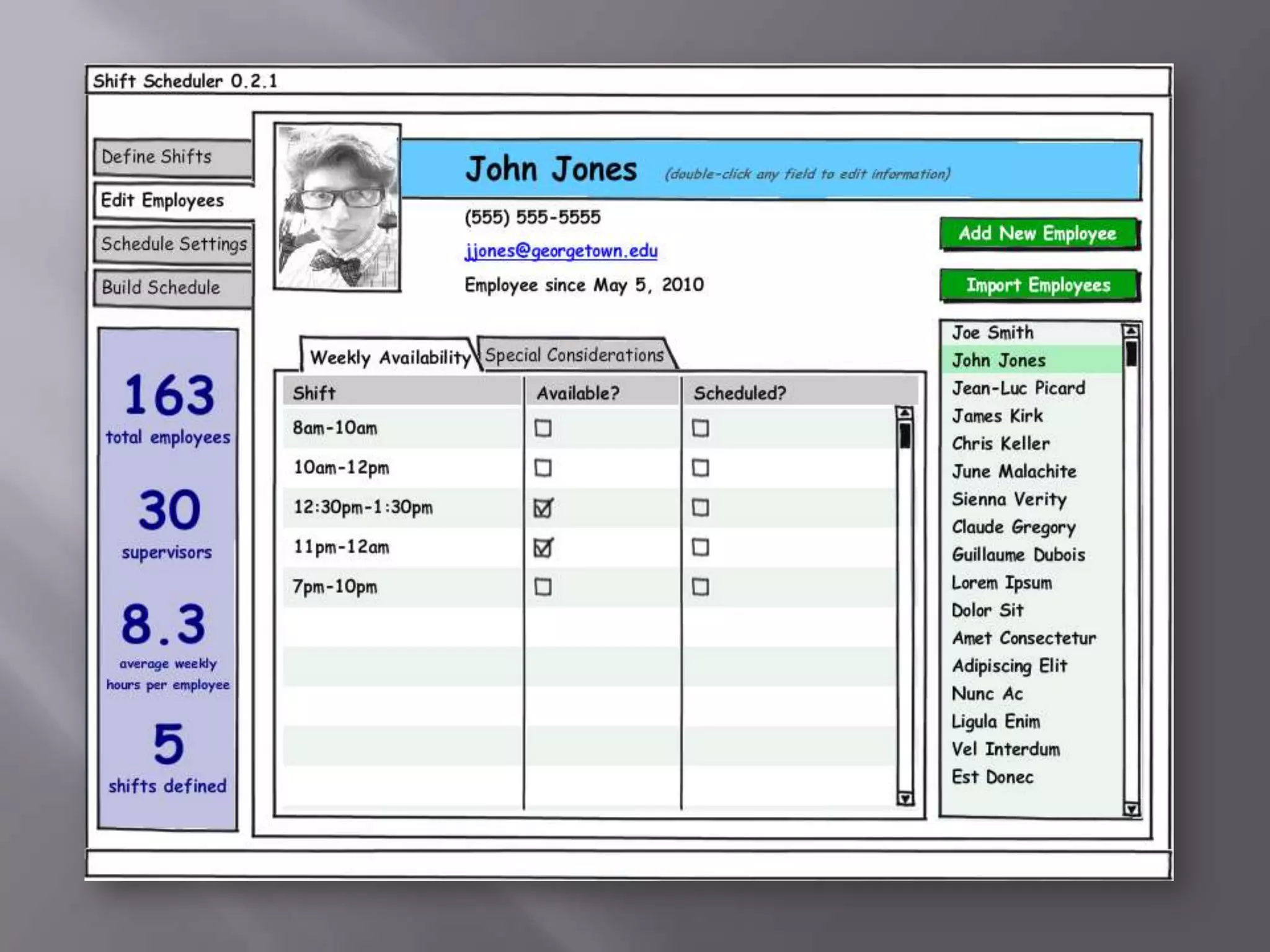 UI Project: Shift Scheduler