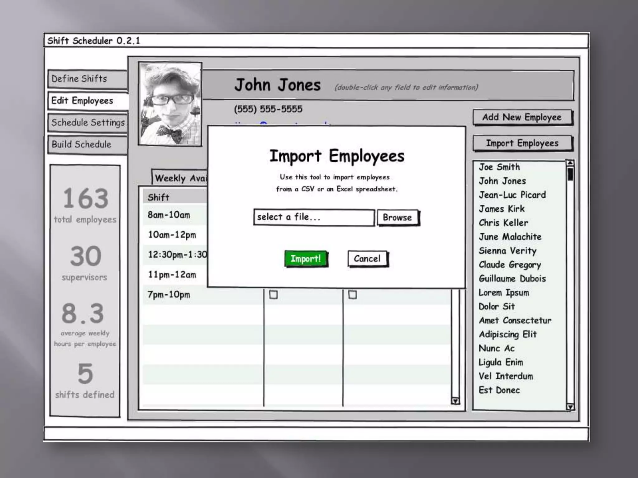 UI Project: Shift Scheduler