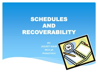 SCHEDULES
AND
RECOVERABILITY
BY:
JASJEET KAUR
MCA 3A
A1000712021

 