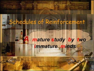 Schedules of Reinforcement
A mature study by two
immature minds
Copyright © 2012 Sequels.
 