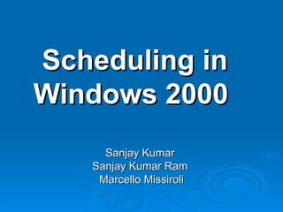 Scheduling in Windows 2000  Sanjay Kumar  Sanjay Kumar Ram  Marcello Missiroli 
