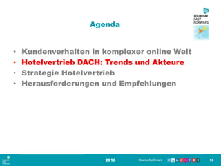 Agenda
• Kundenverhalten in komplexer online Welt
• Hotelvertrieb DACH: Trends und Akteure
• Strategie Hotelvertrieb
• Herausforderungen und Empfehlungen
2016 13
 