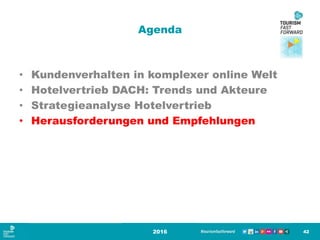Agenda
• Kundenverhalten in komplexer online Welt
• Hotelvertrieb DACH: Trends und Akteure
• Strategieanalyse Hotelvertrieb
• Herausforderungen und Empfehlungen
2016 42
 