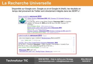 Mike Mitchell
19/03/2010
SEM MATRIX – Help to define your Strategy
www.eteamsys.com – mike@eteamsys.comTechnofutur TIC
La Recherche Universelle
 