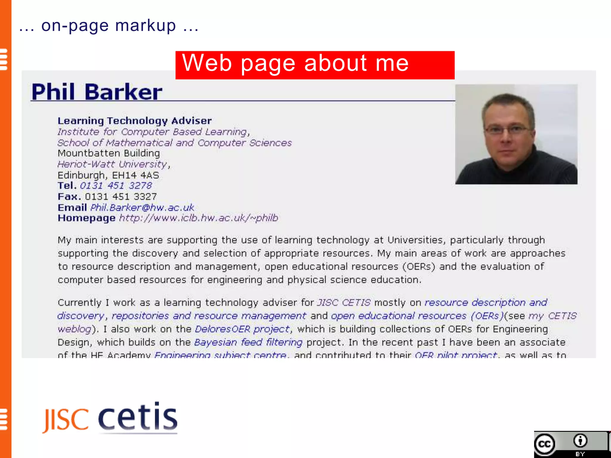 … on-page markup …

                Web page about me
 