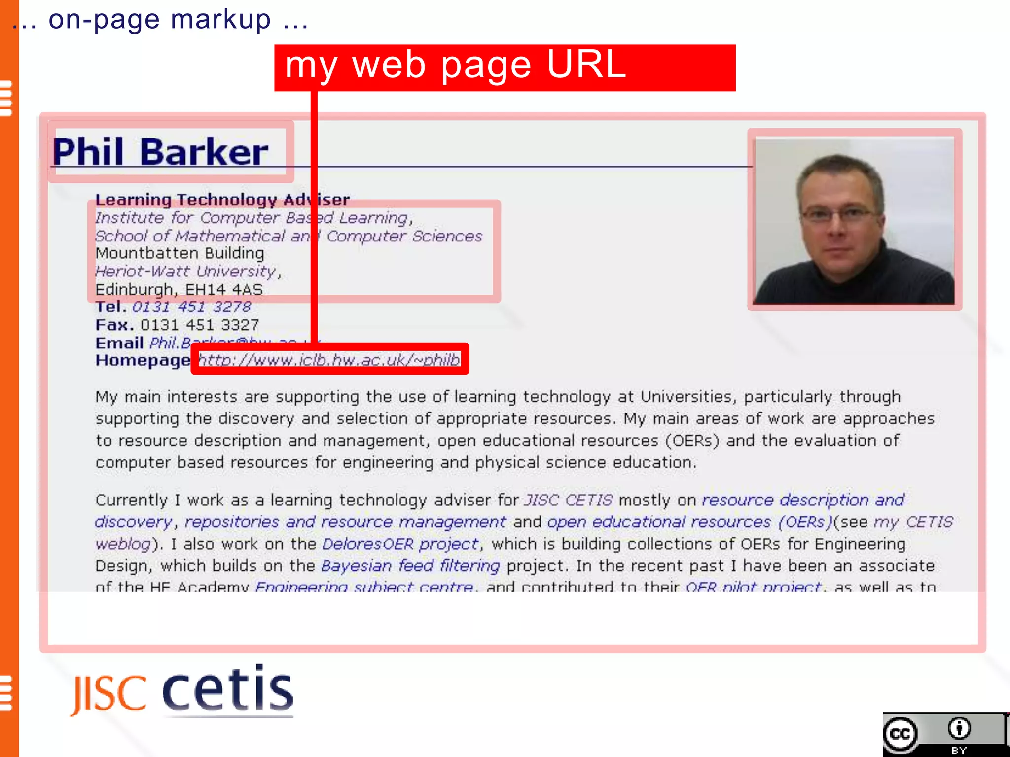 … on-page markup …
                my web page URL
 