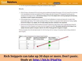Rich Snippets can take up 30 days or more. Don’t panic.
            Study at: http://bit.ly/P6pF4n
 