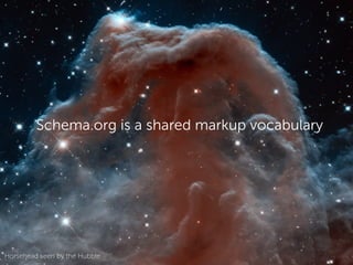 @kirsty_hulse
Schema.org is a shared markup vocabulary
Horsehead seen by the Hubble
 