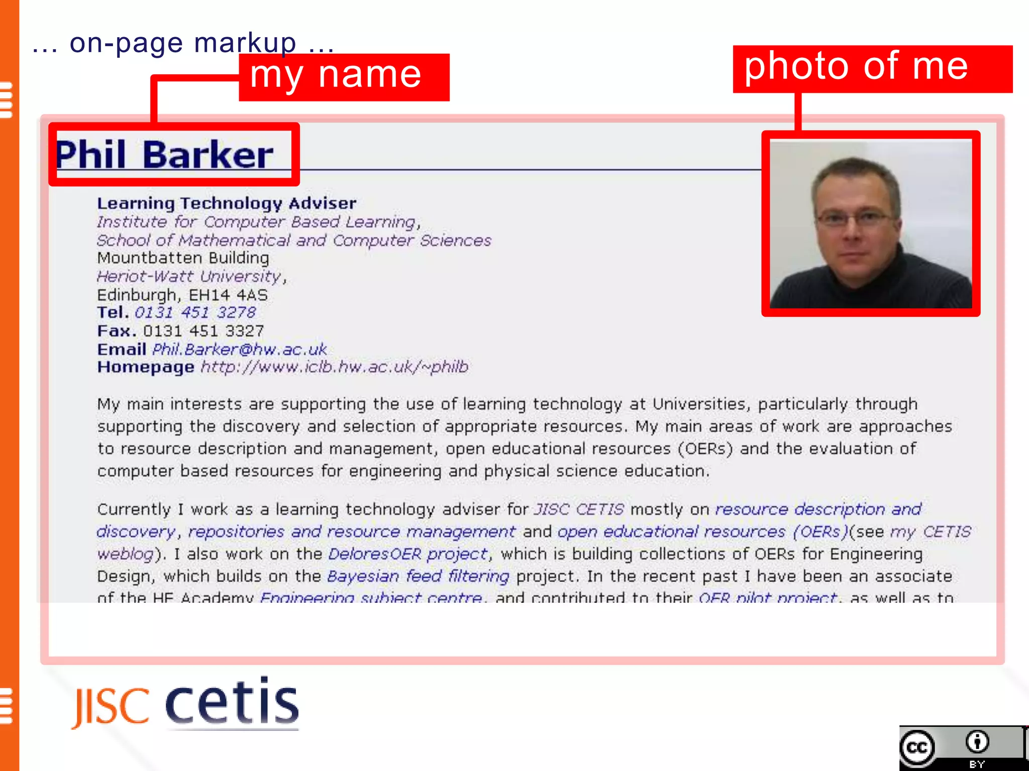 … on-page markup …
            my name   photo of me
 