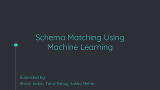 Schema Matching Using
Machine Learning
Submitted By:
Shruti Jadon, Tanvi Sahay, Ankita Mehta
 