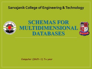 SCHEMAS FOR
MULTIDIMENSIONAL
DATABASES
Sarvajanik College of Engineering &Technology
Computer (Shift-1) 7th year
 