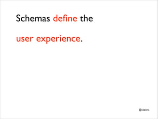 Schemas deﬁne the
user experience.

@cczona

 