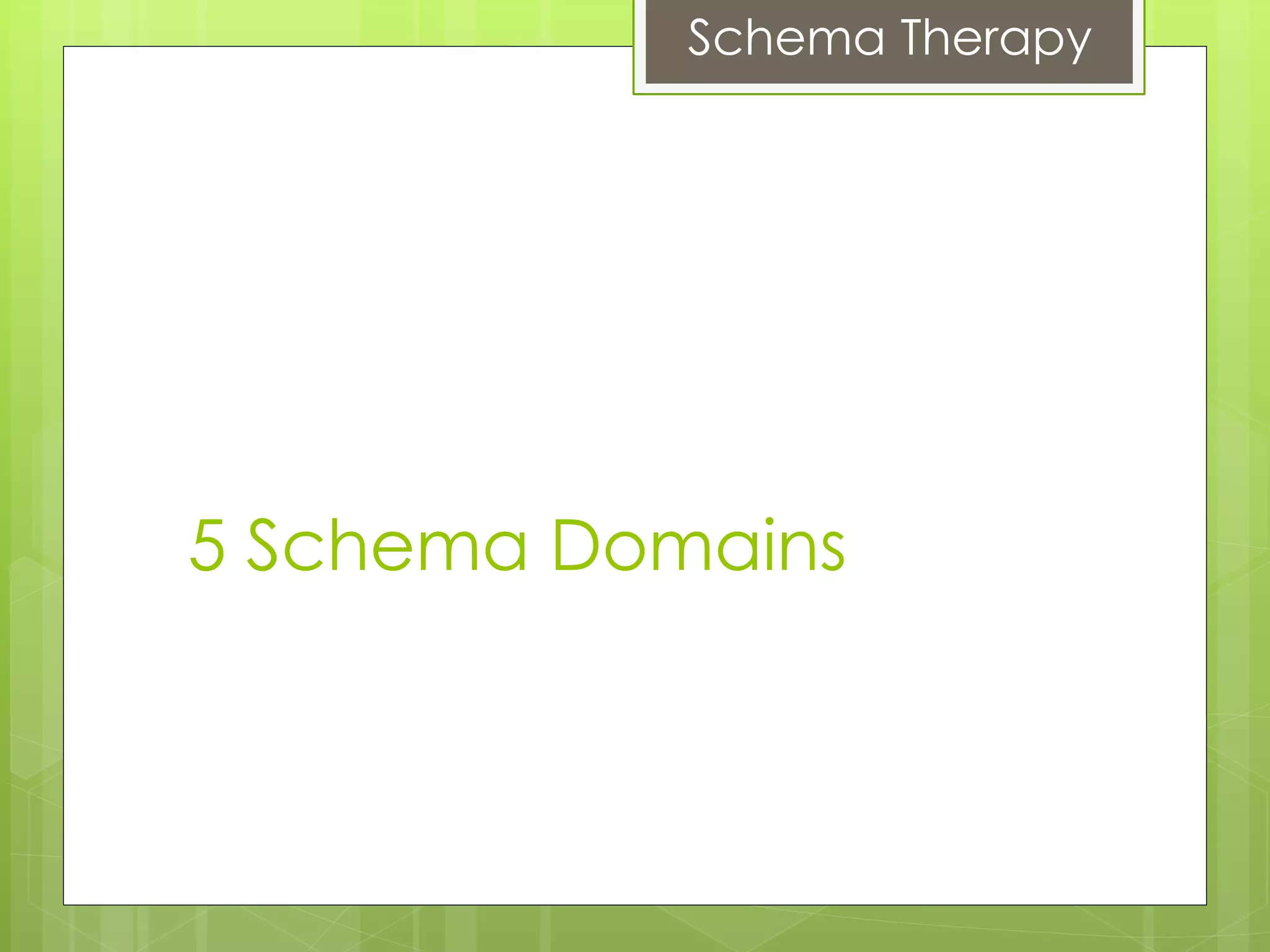 Schema Therapy
5 Schema Domains
 