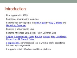 Scheme language | PPTX | Programming Languages | Computing