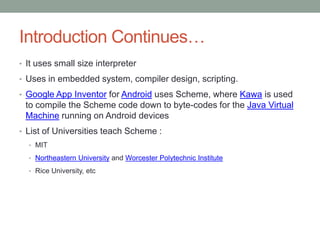 Scheme language | PPTX | Programming Languages | Computing