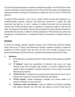 Gujarat, India Government IT-ITeS Assistance Policy complete Document | PDF