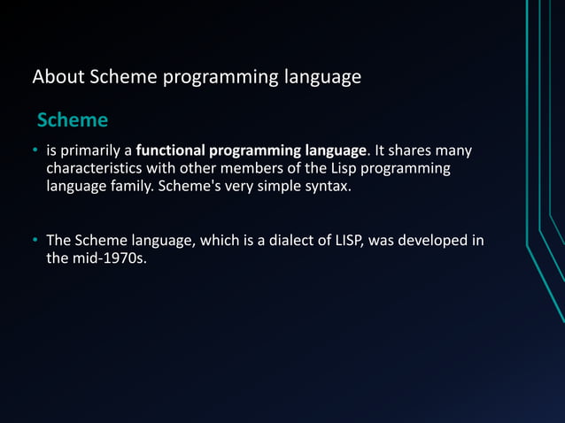 Scheme Programming Language Ppt Scheme Programming Language Ppt