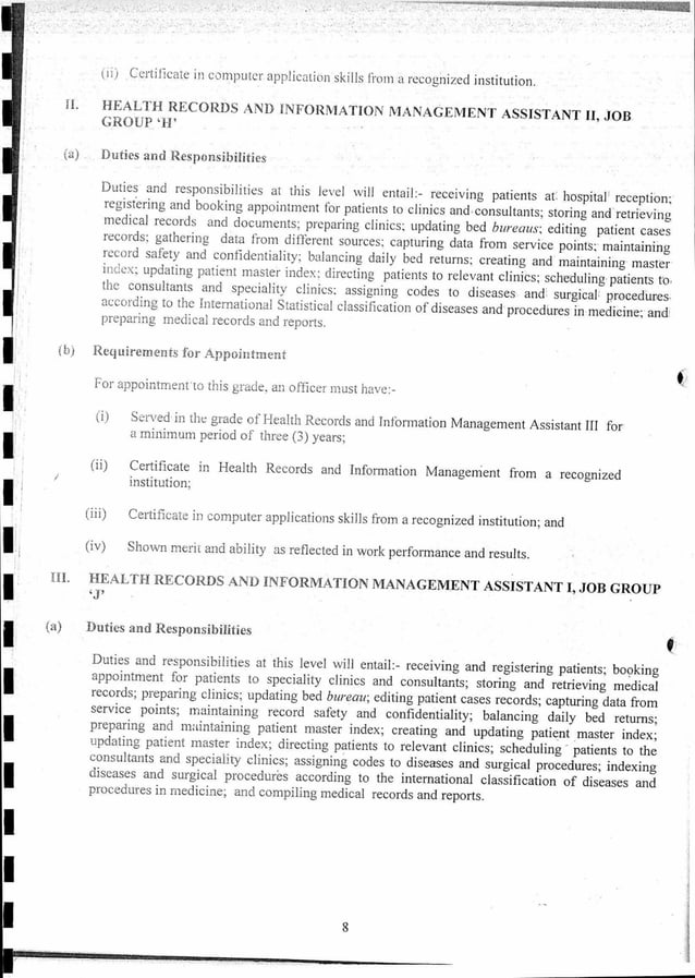 Scheme of service for health records and information officers Kenya.