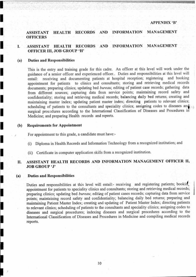 Scheme of service for health records and information officers Kenya.