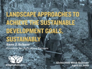 LANDSCAPE APPROACHES TO
ACHIEVE THE SUSTAINABLE
DEVELOPMENT GOALS,
SUSTAINABLY
Sara J. Scherr
President, EcoAgriculture Partners
Global Soil Week Keynote
April 21, 2015
 