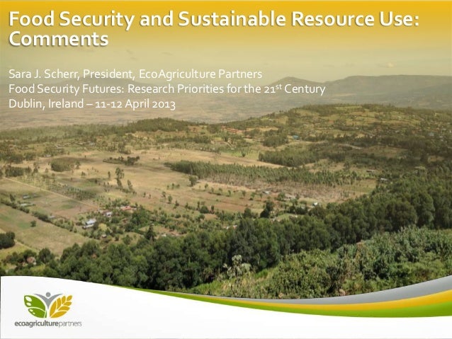 Food Security and Sustainable Resource Use:CommentsSara J. Scherr, President, EcoAgriculture PartnersFood Security Futures...
