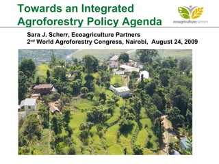 Sara J. Scherr, Ecoagriculture Partners 2 nd  World Agroforestry Congress, Nairobi,  August 24, 2009 Towards an Integrated Agroforestry Policy Agenda 