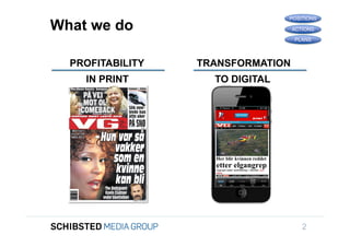 POSITIONS
                 What we do                         ACTIONS

                                                    PLANS




                   PROFITABILITY   TRANSFORMATION
                     IN PRINT        TO DIGITAL


To get back,




SIFICED’ via

icking off the
                                                       2
 