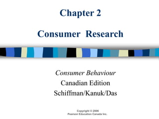 Copyright © 2006
Pearson Education Canada Inc.
Chapter 2
Consumer Research
Consumer Behaviour
Canadian Edition
Schiffman/Kanuk/Das
 