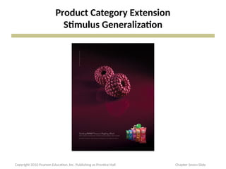 Product Category Extension
Stimulus Generalization
Copyright 2010 Pearson Education, Inc. Publishing as Prentice Hall Chapter Seven Slide
 