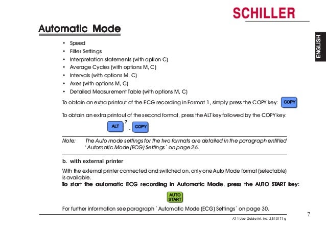 Schiller At 1 Ecg Machine User Manual