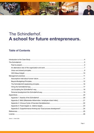 The Schindlerhof.
A school for future entrepreneurs.

Table of Contents


Introduction to the Case Study ....................