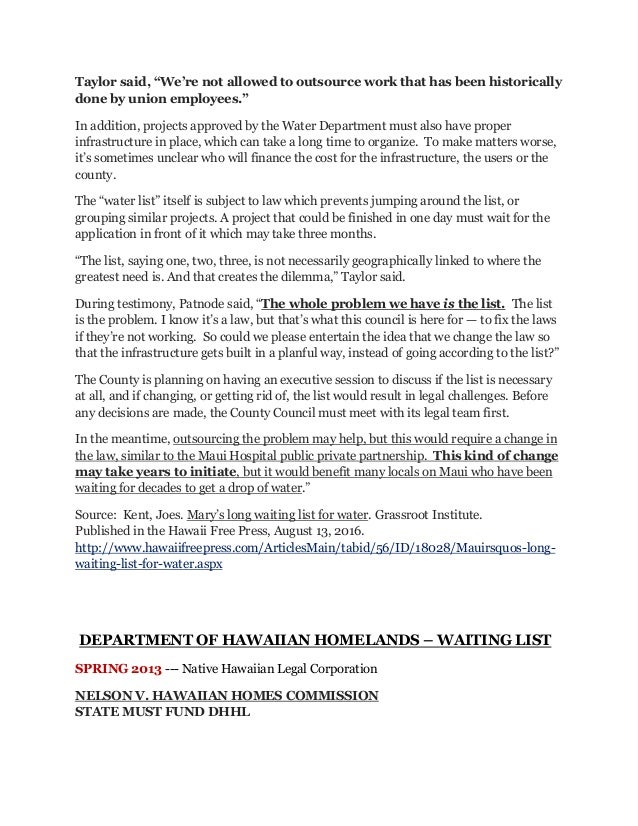 Schindler's List Maui County Water Meter List Department of Hawai…