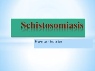 Presenter – Insha jan
Schistosomiasis
 