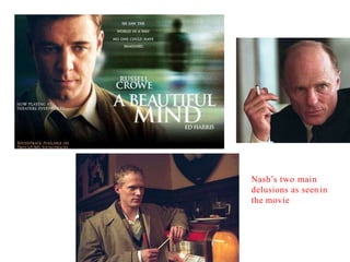 Nash’s two main
delusions as seen in
the movie
 