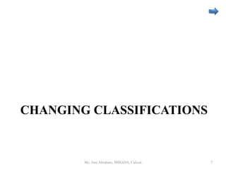 CHANGING CLASSIFICATIONS
Ms. Jinu Abraham, IMHANS, Calicut 7
 