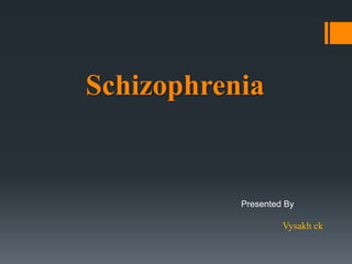 Schizophrenia
Presented By
Vysakh ck
 