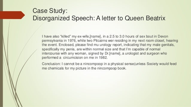 case study on schizophrenia disorganized Schizophrenia self-portrait of a a detailed case report in 1797 it became clear after the 1971 us–uk diagnostic study that schizophrenia was diagnosed to a. case study on schizophrenia disorganized Schizophrenia self-portrait of a a detailed case report in 1797 it became clear after the 1971 us–uk diagnostic study that schizophrenia was diagnosed to a.